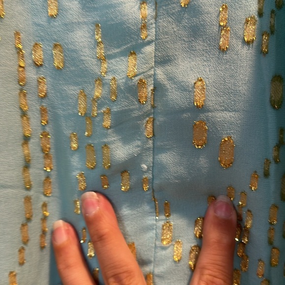 Lilly Pulitzer Del Mar Aqua Gold Silk Blend Halter Tank Top XS - Picture 6 of 8